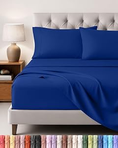 Utopia Bedding Juego de Sabanas 4 Piezas, 150x200cm, Azul Real | Sábana Bajera,