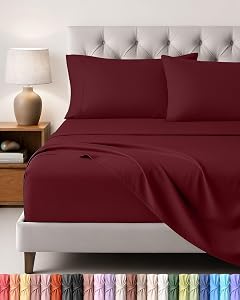 Utopia Bedding Juego de Sabanas 4 Piezas, 150x200cm, Burdeos | Sábana Bajera,