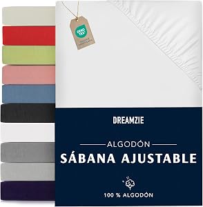 Dreamzie Sabanas 180x200 Ajustable - Algodon Oeko Tex Certificado - Blanco -